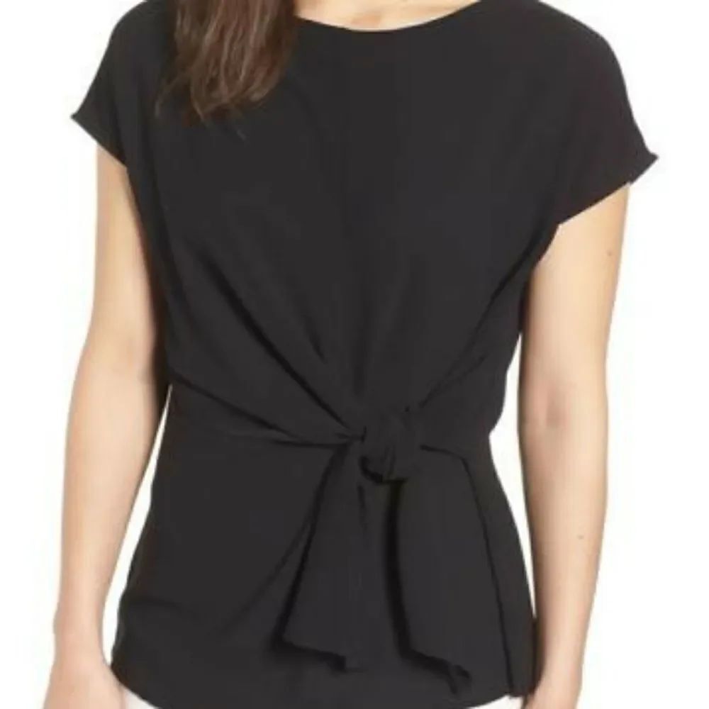 Gibson tie front blouse short sleeve